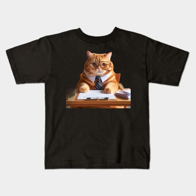 Cute Cat Boss Chronicles: The Purr-fect Comedy Collection Kids T-Shirt by Divineshopy